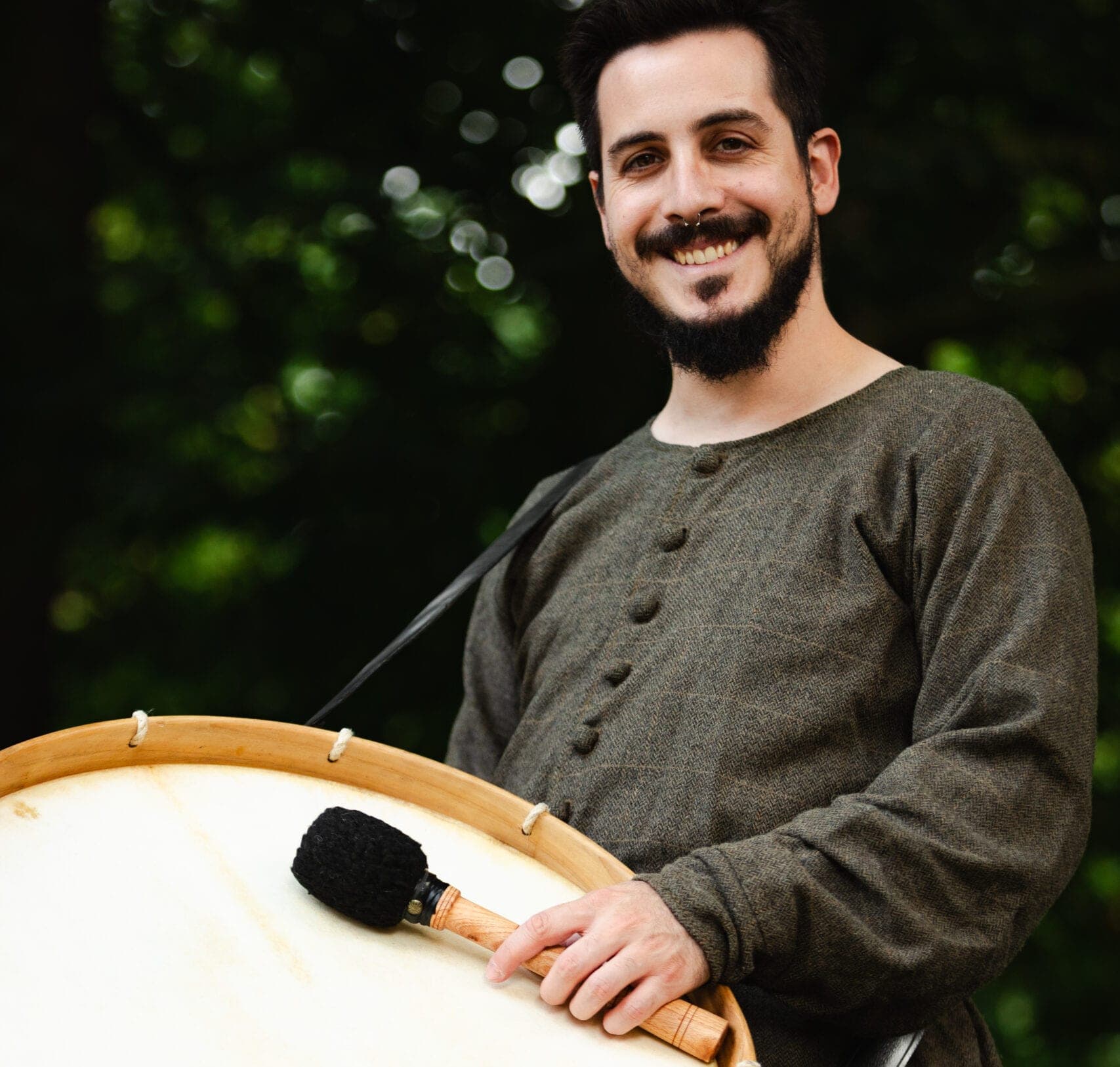 Percussionist with a frame drum